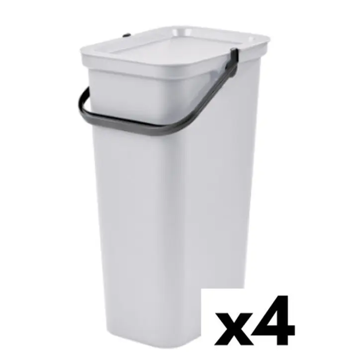 Cubo de Basura para Reciclaje Tontarelli Moda Blanco 38 L (4 Unidades) - 1