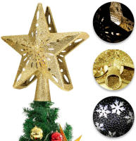 Decoración De Árbol De Navidad 3D Estrella Plateada Con LED Giratorio Proyector De Escarcha Luces Colgantes Para Fiesta Navideña - details 10