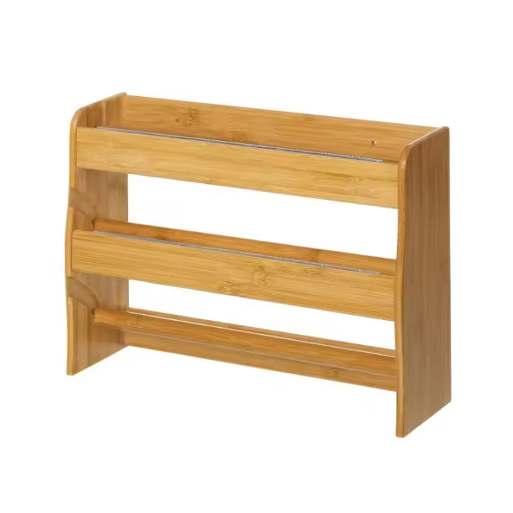 Dcasa Portarrollos de pared marrón de bambú de 36x10x26 cm - 1