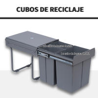 HOMCOM Papelera de Cocina Cubo de Basura para la Cocina 3 Contenedores de Reciclaje 1x20L y 2x10L Clasificación de Residuos Metal y Plástico 48x34,2x41,8 cm Gris - details 0