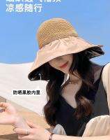 Sombrero De Pescador De Vinilo Protección Solar Para Niñas Verano Cubre Cara Plegable Y Almacenable Sombrero De Paja Versátil - details 12