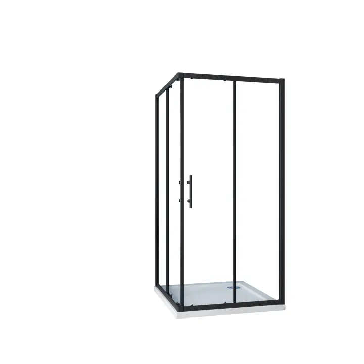 Mampara de Ducha Cuadrada Corredera,Perfil Negro mate,Vidrio Antical 6mm,(680-700)x(680-700)x1900mm - 1