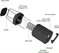 Solar LED Camping Lamp - Waterproof Lantern with Hand Crank - details 0