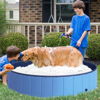 PawHut Piscina Plegable para Perros Ø140x30 cm Bañera para Mascotas Gatos de PVC Antideslizante Resistente al Desgaste Adecuado para Interior y Exterior - details 1