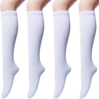 4 Pares De Medias De Rodilla Para Mujer Y Niñas Estilo Académico Sólido Algodón Casual Altas Medias Calientes Lolita - details 0