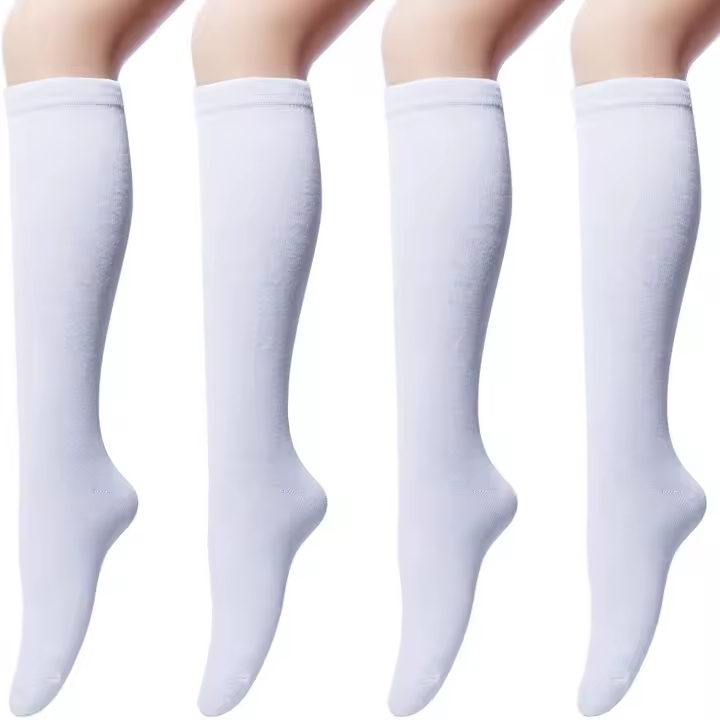 4 Pares De Medias De Rodilla Para Mujer Y Niñas Estilo Académico Sólido Algodón Casual Altas Medias Calientes Lolita - 1