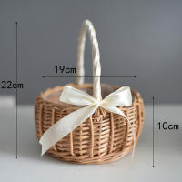Cesta De Paja Tejida Con Flores Para Almacenamiento Cesta De Novia De Flores Hecha a Mano Para Decoración De Hogar Y Bodas - details 0