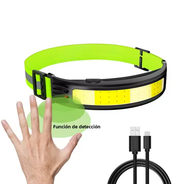 Linterna Frontal COB Sensor Batería Integrada LED Potente Recargable Por USB Impermeable Para Camping Pesca Senderismo - 1