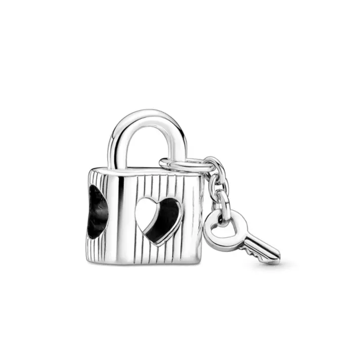 PANDORA Corazón con candado Accesorios de joyería con cuentas Regalo de cumpleaños para novia Corazón con candado Joyería con cuentas Talla única - 1