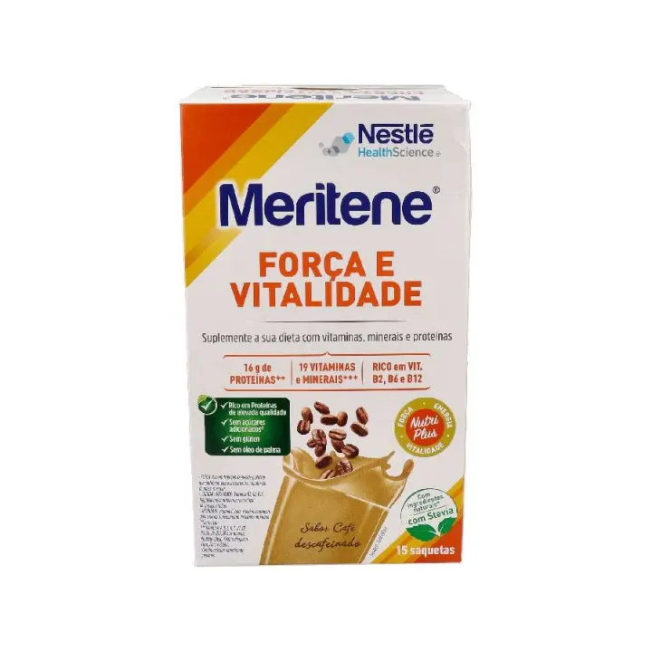 Meritene Fuerza y Vitalidad Batido Sabor Café descafeinado 15 sobres - 1