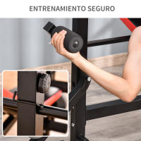 HOMCOM Banco de Pesas Multifuncional Banco de Musculación con Respaldo Ajustable Soporte de Barras Extensión de Piernas Almohadilla de Predicador Mariposa Entrenamiento en Gimnasio Oficina Negro - details 7