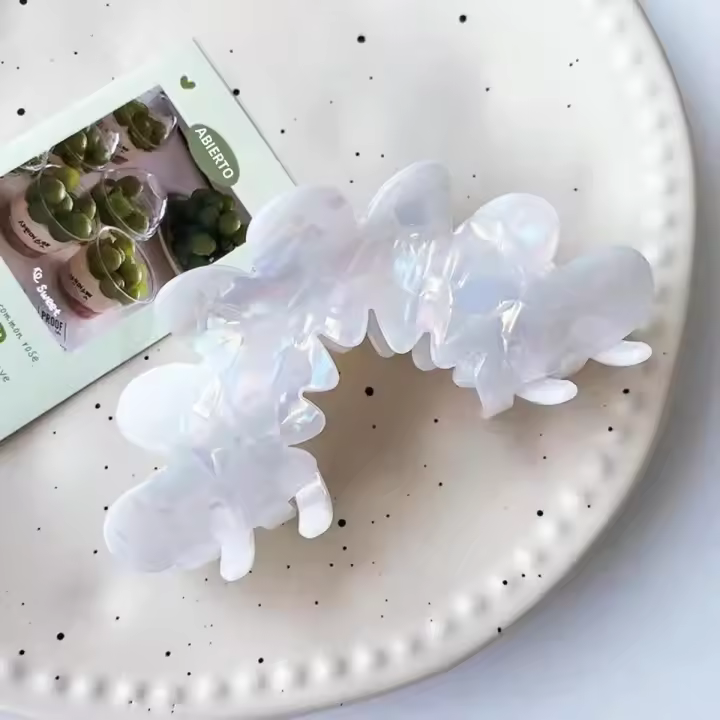 Pinza De Pelo Elegante Y Moderna De Acrílico 1 Pieza Con Diseño De Pétalos Y Cierre Parcial Claw Shark Accesorio Para Mujer - 1