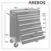AREBOS Carro de Herramientas - Carro de Taller - 7 Cajones - 2 Ruedas Fijas y 2 Pivotantes con Freno - details 21
