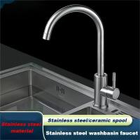Grifo De Cocina De Acero Inoxidable 1pc Rotativo 360° Anti-salpicaduras Para Fregadero Agua Caliente Y Fría Montaje En Plataforma - details 2