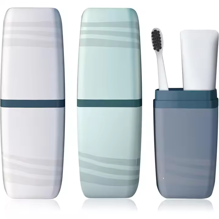 Estuche para Pinceles de Dientes de 3 piezas, Vase para Pinceles de dientes portáthil 2en1, Caja para Pinceles de dientes - 1