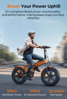 Bicicleta Eléctrica Plegable ENGWE EP-2 Boost, Motor 250W, Batería 48V 13Ah, Neumáticos Anchos  20*4.0 pulgadas, Máxima 25 km/h, Autonomía 120 km, Freno Disco Mecánico Delantero y Trasero, Sensor de Par, Suspensión Delantera, Shimano 7 Velocidades - Gris - details 0