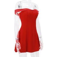 Vestido Mini Sin Mangas De Hombro Descubierto Espalda Descubierta Cierre De Cremallera Elegante Y Moderno Para Fiesta De Otoño Vestido Bodycon Para Mujer - details 17