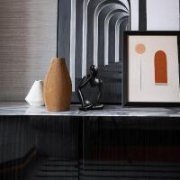 Mini Thinker Sculpture Ornaments Resin Black Modern Abstract Sculptures Desktop Decorations for Home Living Room Office,8.5*12.5cm - details 2