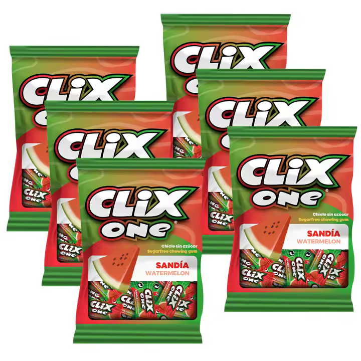 Pack 6 bolsas Clix One chicle con sabor a sandía 50g - 1
