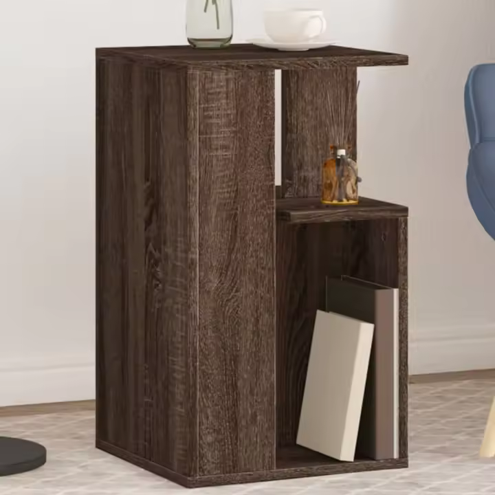vidaXL Mesa auxiliar madera de ingeniería roble marrón 35x35x60 cm - 1