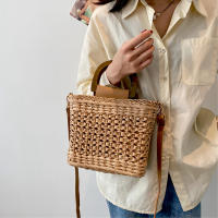 Bolso de Mujer JIOMAY 2023 Verano Bolsos de Mano de Diseñador Bolso de Hombro de Playa con Mango de Madera Cierre de Cordón Tejido de Poliéster - details 0