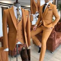 Traje Verde Para Hombre 3 Piezas 2023 Corte Slim Con Pico Y Un Botón Traje De Boda Tuxedo Terno Masculino (Chaleco+Pantalones+Chaleco) - details 4