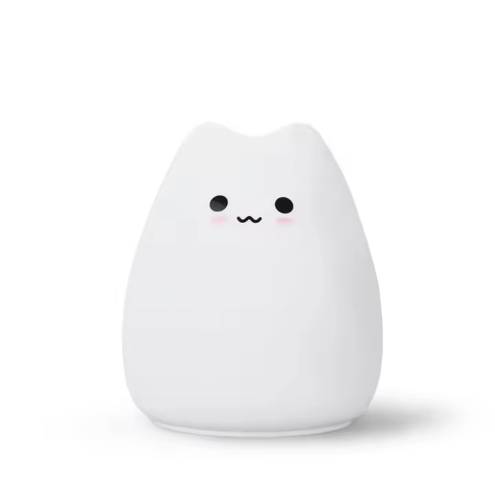 Luz nocturna LED de gato colorido en silicona lámpara de silicona de dibujos animados decoración para dormitorio iluminación de lado - 1
