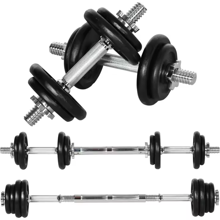 2 en 1 juego de mancuernas ajustable 20 KG mancuerna y barra con tubo de conexión mancuerna profesional entrenamiento de fuerza y levantamiento de pesas para fitness en casa acero inoxidable - 1