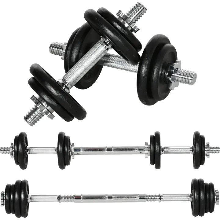2 en 1 juego de mancuernas ajustable 20 KG mancuerna y barra con tubo de conexión mancuerna profesional entrenamiento de fuerza y levantamiento de pesas para fitness en casa acero inoxidable - 1