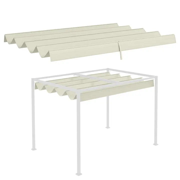 Outsunny Cubierta para Pérgola 3x2,5 m Techo de Repuesto Retráctil para Sombrilla Toldo de Tela para Cenador Jardín con 8 Orificios de Drenaje - 1