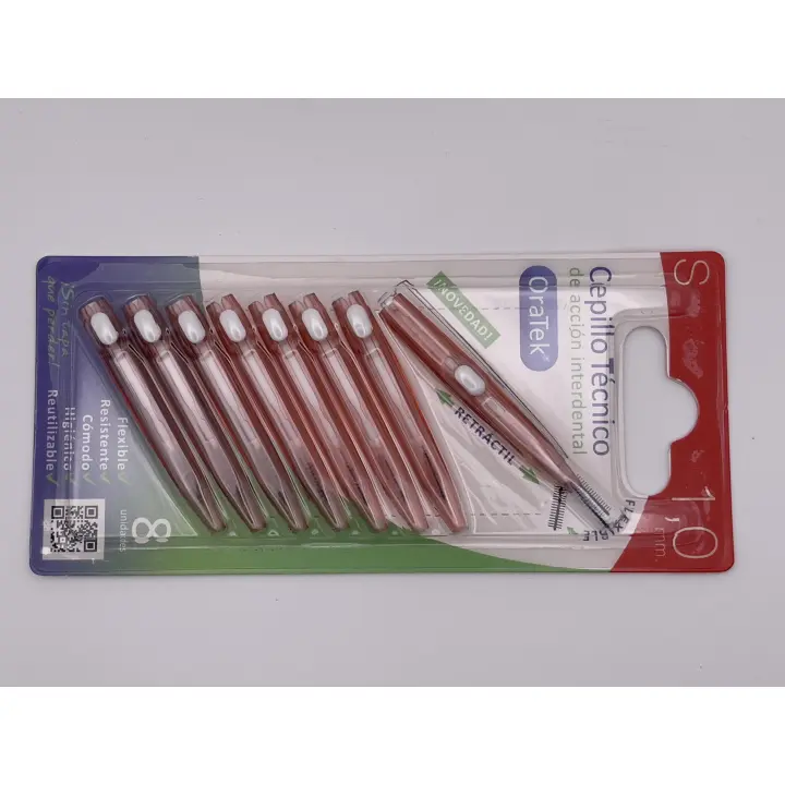 CEPILLO INTERDENTAL RETRACTIL, 1,0 mm, 8 unidades, Oratek - Para una higiene bucal precisa - BLISTER - 1