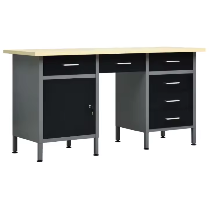 vidaXL BANCO DE TRABAJO DE ACERO NEGRO 160X60X85 CM - 1
