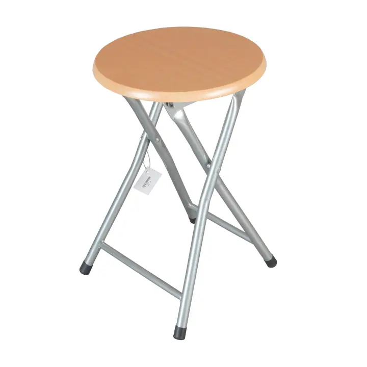 The Secret Home Taburete Plegable de Madera - 30x45cm - Estructura Metálica - Ideal para Cocina, Terraza o Jardín - Color Natural - Diseño Moderno - 1