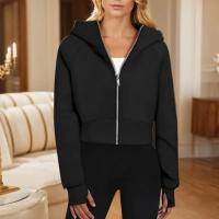 Sudadera con capucha para mujer, holgada, de manga larga, corta, informal, con forro polar y cremallera, chaqueta Kpop, ropa con capucha - details 4