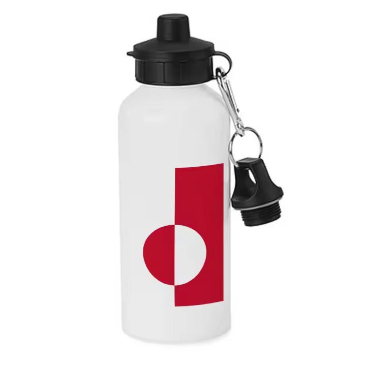 MERCHANDMANIA BIDON DEPORTIVO 600 ML ACERO INOXIDABLE CON CHUPON bandera groenlándia pais gobierno groenlandés botella escolar deporte bicicleta - 1