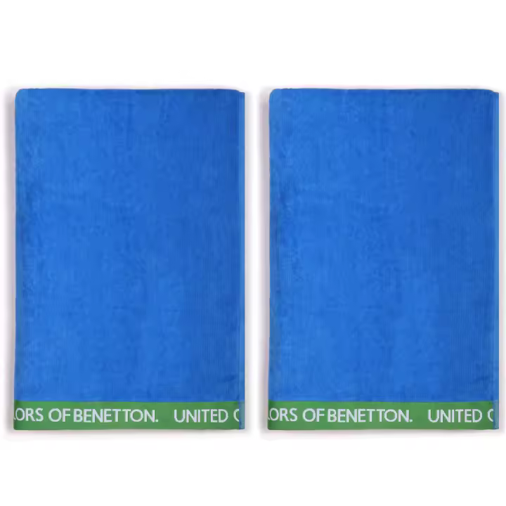 Set 2 toalla de playa 90x160cm 380gsm velour 100% algodon verde CASA BENETTON - 1