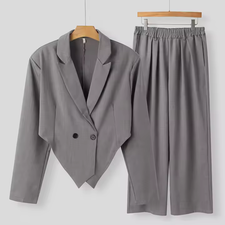  Conjunto De Hombre Para Primavera Y Otoño Con Pantalones Rectos De Manga Larga Y Traje Pequeño Ajustado Estilo Casual - 1