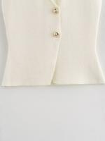 Conjunto De Vestido Para Mujer Estilo Británico Con Botones Metálicos Y Volante Hasta El Tobillo Traje De Invierno Elegante Y Temperamental - details 15