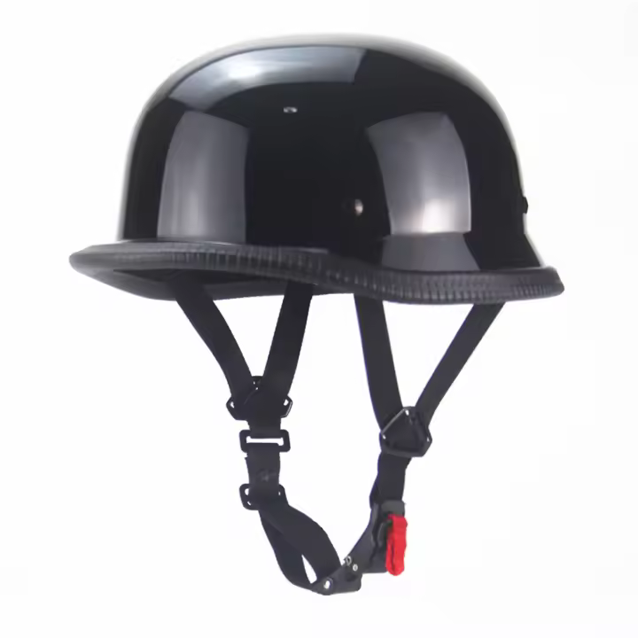 Casco De Motocicleta Vintage Para Cruiser M/L/XL/XXL Diseño Aleman Medio Con Certificación DOT Negro Brillante Unisex - 1