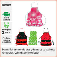 Netdam Pack 5 Delantales Sevillanas Flamencos Lunares, Tamaño de niña-Edad aproximada 6-13 años. - details 5