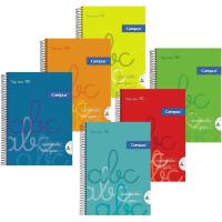 Campus  Bloc espiral Tapa CARTON FINA DURA cuaderno cuadricula con guia tipo lamela cochesito de Tamaño A4 Cuadrícula Pauta 3x3mm/4x4mm a elegir, , 80 hojas, 70g Pack de 6 blocs  perfectos para uso escolar, aprender a escribir y hogar - details 1