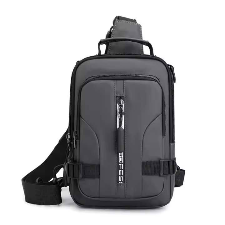 Bolsa De Pecho Multifuncional Para Hombre En Nylon Con Patente Impermeable Antirrobo Para Viajes Con Carga USB Bolsa Masculina Casual - 1