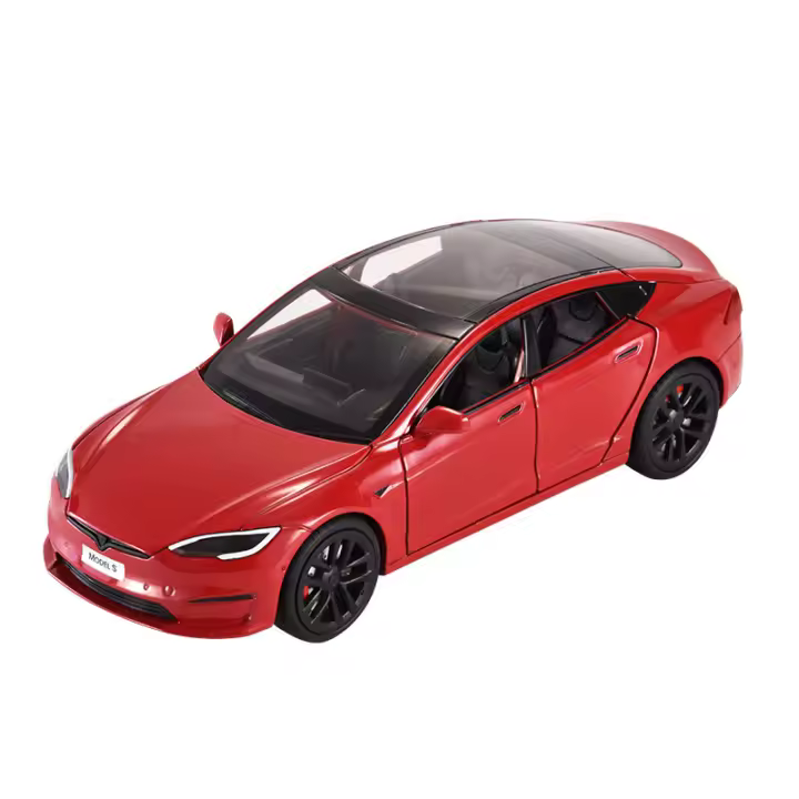Modelo Miniatura Tesla Model S 1:24 En Metal Con Sonido Y Luz Regalo Para Niños Y Novios Juguete De Coche De Simulación Para Coleccionistas - 1