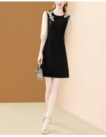 EVNISI Vestido Elegante Para Mujer Negro Con Bordado Y Flares Estilo Casual Slim Para Oficina Y Fiestas A-Linea Cuello O - details 11