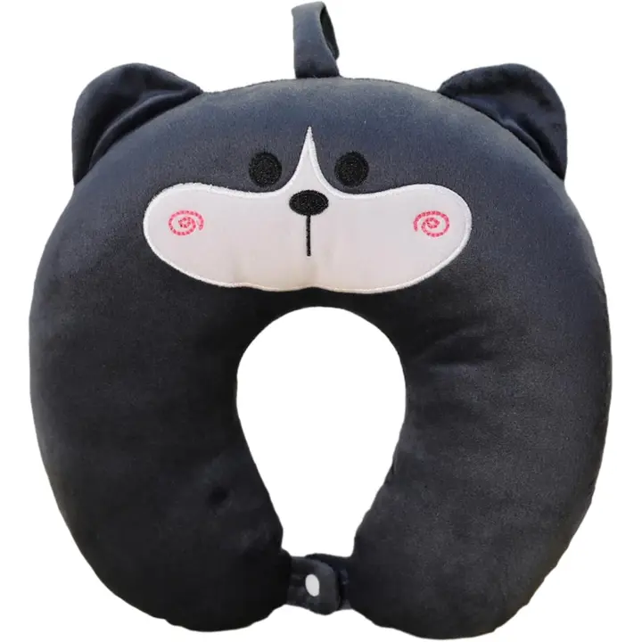 Linda almohada de Vuelo para niños, almohada de Cuello Rosa y gris Oscuro para viaje, almohada de Vuelo de animales Unicornio - 1