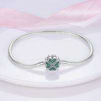 Pulsera De Plata Esterlina 925 Para Mujer Con Encantos De Corazón Llave Clover De Cuatro Hojas Cadena De Serpiente Pulsera Original DIY Joyería - details 13