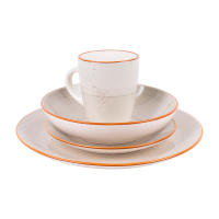 Cofan Vajilla de cerámica pintada a mano en color beige | Set de 16 piezas | Apta para lavavajillas, microondas y horno - details 1