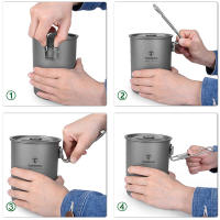 Tomshoo Olla De Titanio De 900ml Con Tapa Y Mango Plegable Cocina Portátil Para Camping Senderismo Picnic Soporte Para Arroz Y Comida Taza Y Botella - details 4