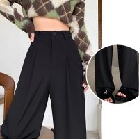 Pantalones Clásicos Para Mujer 2024 Cintura Alta Pierna Ancha Cómodos Y Versátiles Estilo Diario Traje Elegante Con Bolsillos Y Pliegues - details 3