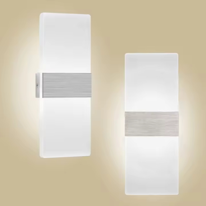 2X12 aplique D parece interior Dimmabl LE Mura Lámpara y AcryDiseñModern Decoració Luminari Mura Pou Salo Chambro Coului Sall D Bain Blan Froi -[Class énergétiqu +] - 1